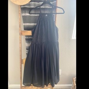 Lace and Chiffon Black High Neck